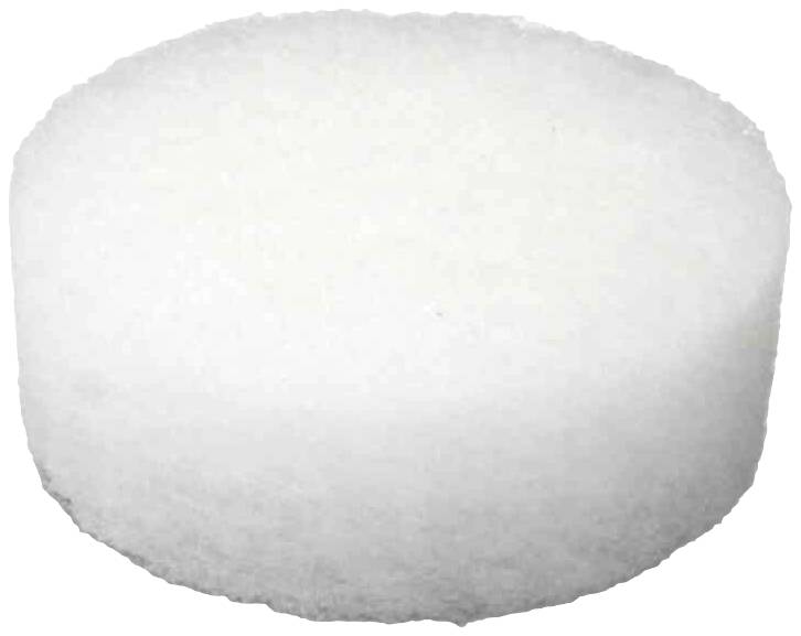 Een witte ronde spons die wordt gebruikt voor reiniging of lichaamsverzorging.