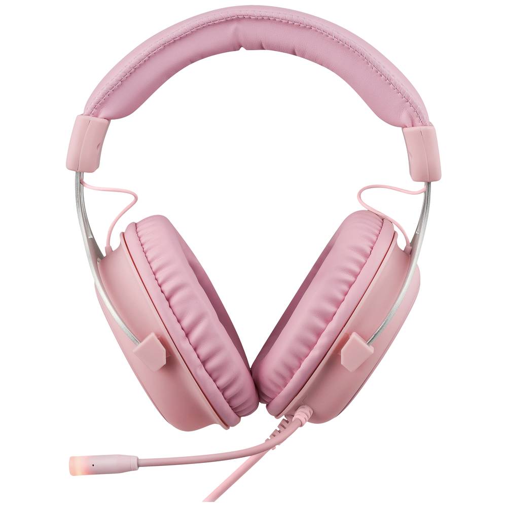 DELTACO GAMING PH85 Over Ear headset Kabel Gamen Stereo Pink, Roze Microfoon uitschakelbaar (mute)