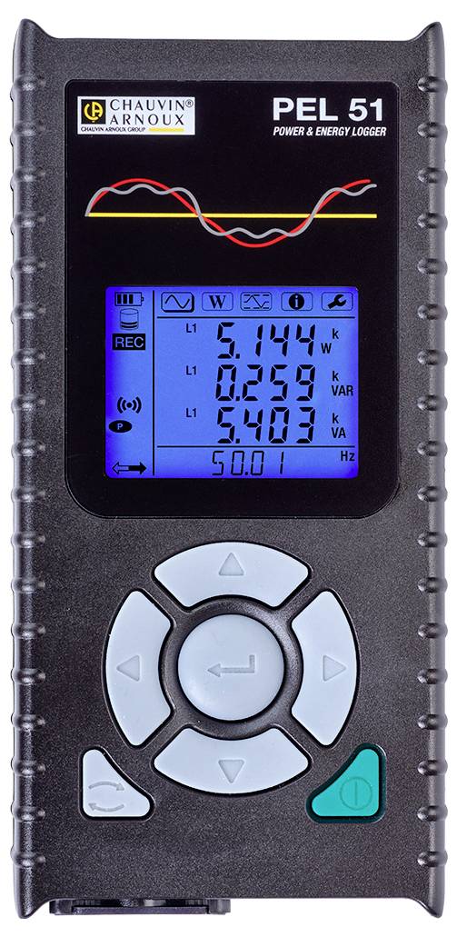 Multimeter voor het meten van spanningen, stromen en frequenties, met digitaal display, toetsbediening en logo 'Chauvin Arnoux'.