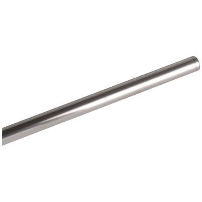 Metalen staaf van roestvrij staal, glad en cilindrisch van vorm, ligt diagonaal in het beeld van linksonder naar rechtsboven.