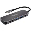 D-Link DUB-2325/E DUB-2325/E USB-hub 2 + 2 poorten USB-A, USB-C, SD, Micro-SD USB 3.0 5 GBit/s Met USB-C stekker Antraci