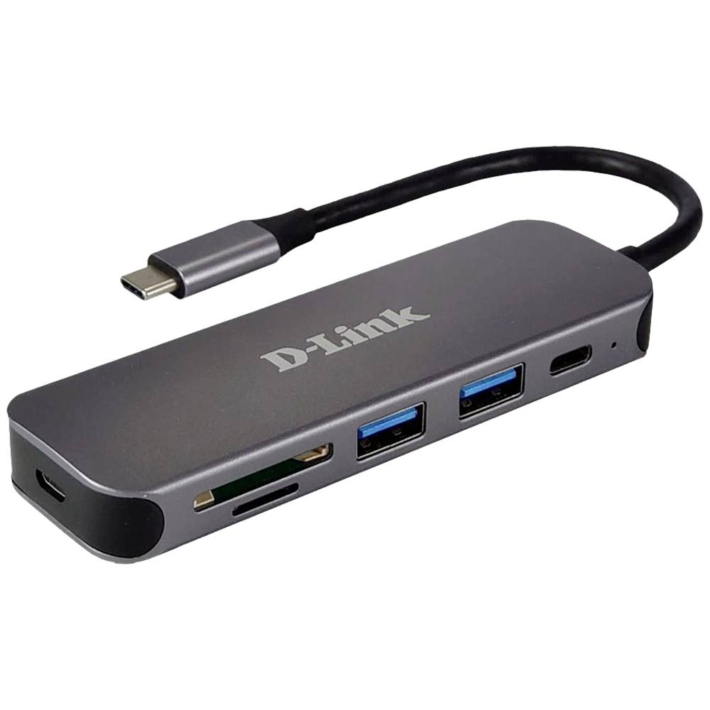 D-Link DUB-2325/E 5 poorten USB-C® (USB 3.2 Gen 2) multiport hub Antraciet