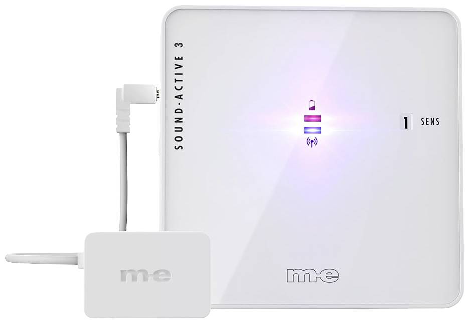 Een wit apparaat met de tekst 'SOUND-ACTIVE 3'. Het display toont een laadvoortgangsbalk en een WiFi-symbool.