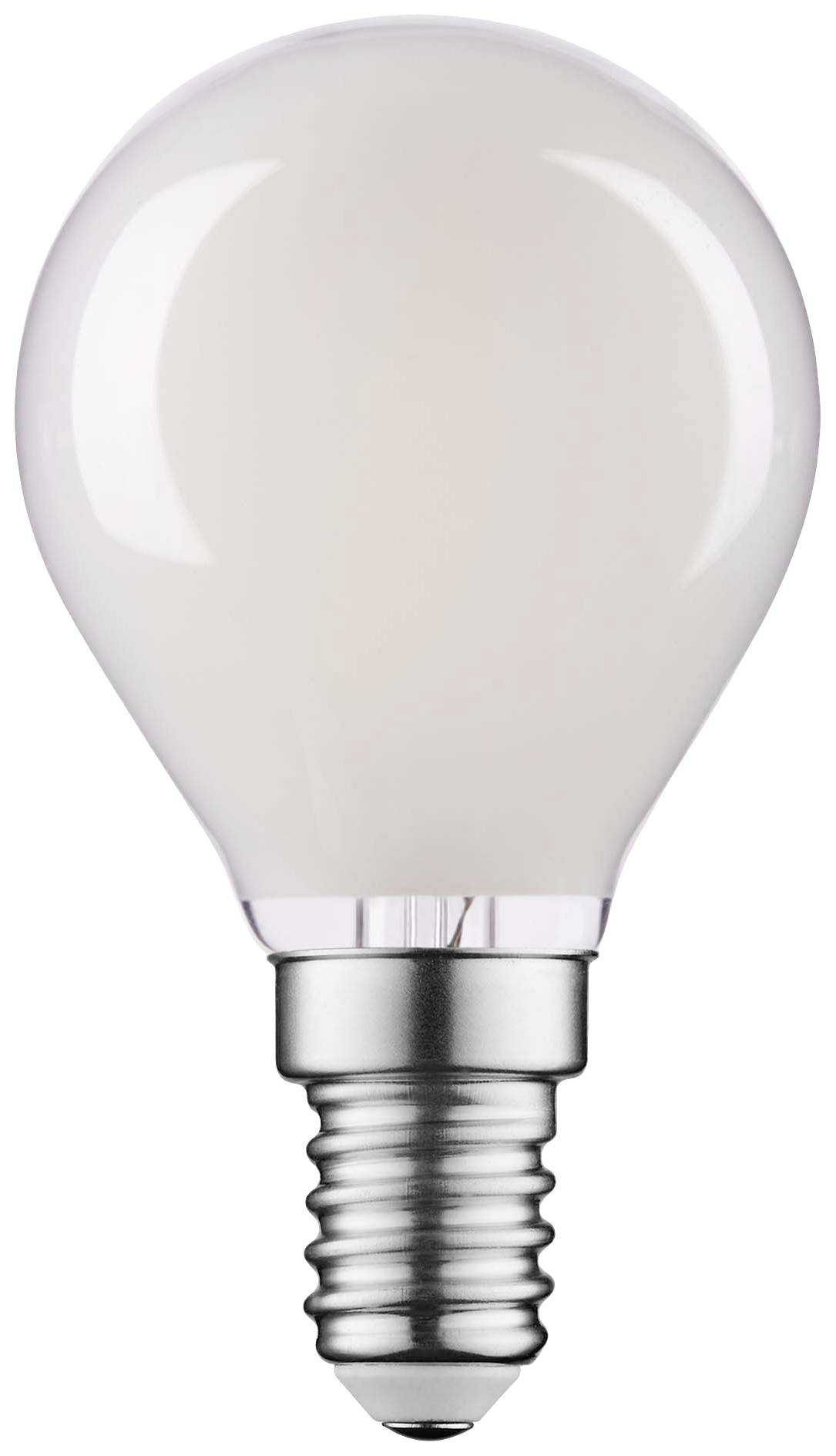 Gloeilamp met zilveren fitting en mat glas, geïsoleerd op witte achtergrond.