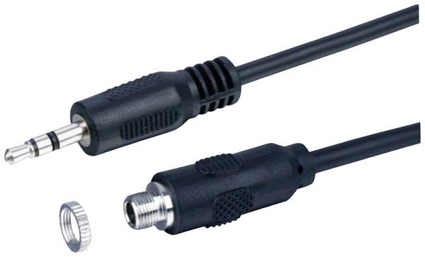 Lyndahl Jackplug Audio Adapterkabel [1x Jackplug male 3,5 mm - 1x Jackplug female 3,5 mm] 1 m Zwart