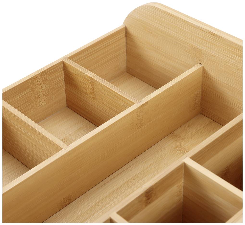 Houten opbergdoos met meerdere vakken, ideaal voor het opbergen van kleine onderdelen. Vervaardigd uit glad, natuurlijk hout.