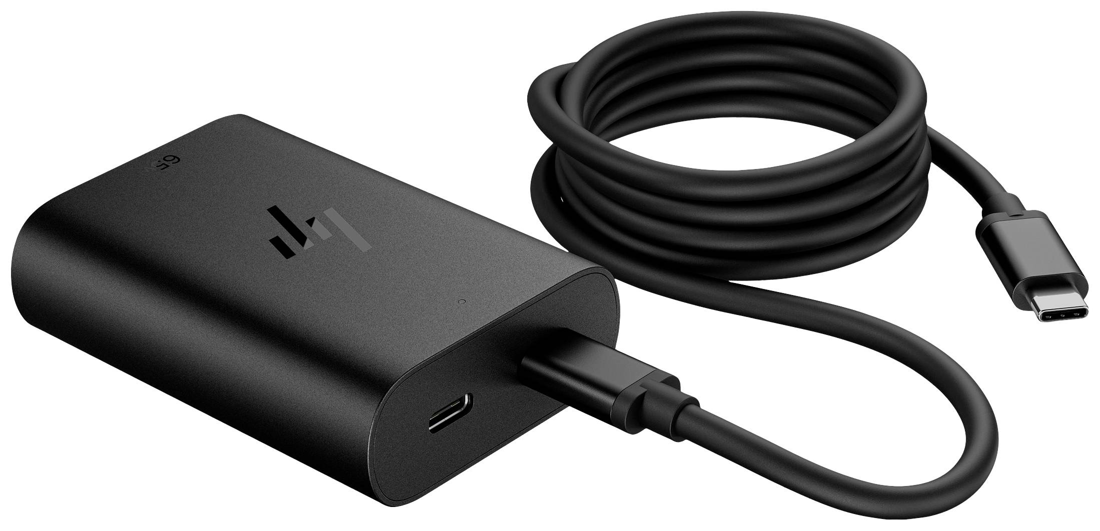 Externe adapter met USB-C-aansluiting en kabel, geschikt voor het verbinden van apparaten voor gegevensoverdracht of stroomvoorziening.