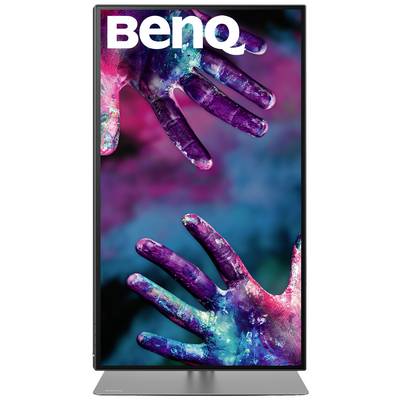 BenQ-scherm toont twee kleurrijk beschilderde handen tegen een gekleurde achtergrond.