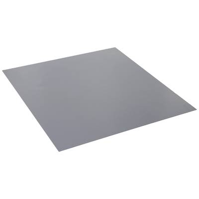 Een grijze rechthoekige metalen plaat op een witte achtergrond.
