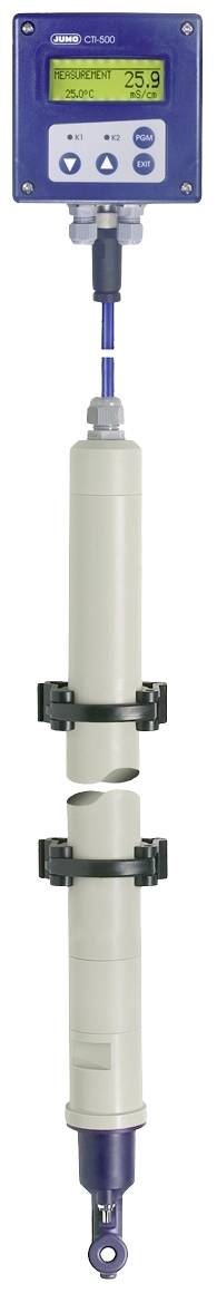 'Digitale pH-sonde met sensor en meetapparaat in een verticale configuratie. Geschikt voor nauwkeurige vloeistofanalyses.'