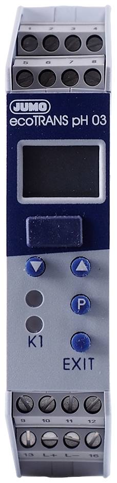 pH-transmitter van het merk Jumo met display en bedieningsknoppen voor het meten en reguleren van de pH-waarde in verschillende toepassingen.