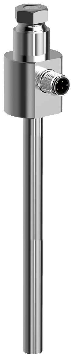 Een langwerpige, metalen sensor met aansluitingsmogelijkheid, geschikt voor temperatuurmeting of industriële toepassingen.