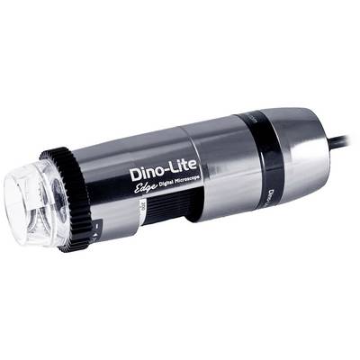 Digitale microscoop 'Dino-Lite Edge', cilindrisch, van metaal, zoomfunctie zichtbaar. Gebruikt voor wetenschappelijk onderzoek.
