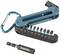 Een set Makita-bits in een opvouwbare houder met geïntegreerde karabijnhaak. Bevat verschillende formaten voor Torx- en kruiskopschroeven.