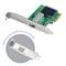 Netwerkkaart met groen PCB en koellichaam, PCIe-aansluiting. Inclusief extra low-profile beugel.