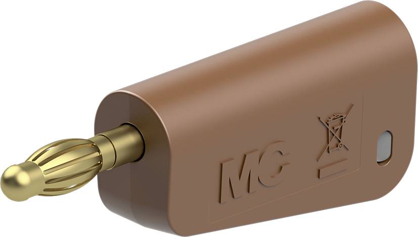 4 mm enkele stekker compleet bruin