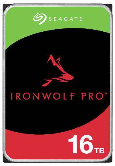 Externe harde schijf van Seagate, model IronWolf Pro, capaciteit 16 TB.