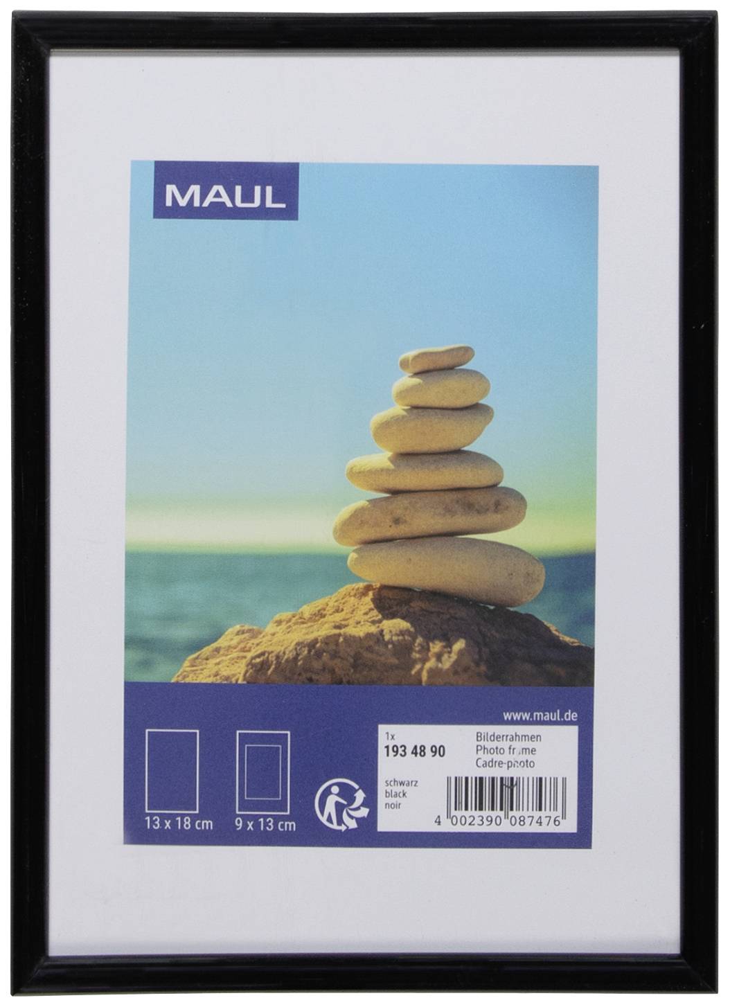 Maul 4002390087476 Maul - art fotolijst, kunststof frame, ft 13 x 18 cm, zwart