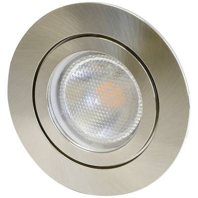 Plafondspot met rond metalen frame en heldere glazen afdekking. Modern design, geschikt voor gerichte verlichting in binnenruimtes.