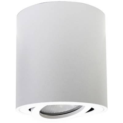 Witte cilindrische plafondlamp met geïntegreerde LED-spot, geschikt voor moderne ruimteverlichting en energiezuinigheid.