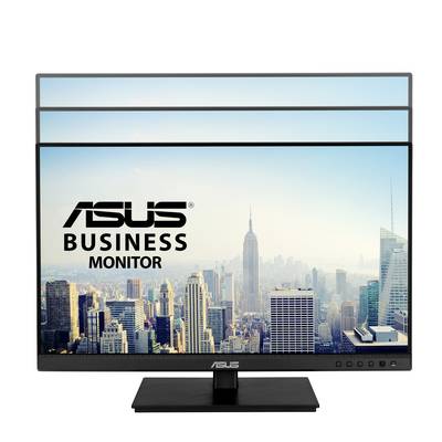 Asus-monitor toont stadslandschap met Empire State Building skyline.