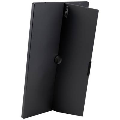 Draagbare zwarte ASUS-monitor met slanke vormgeving, geschikt als tweede scherm of voor mobiele presentaties.