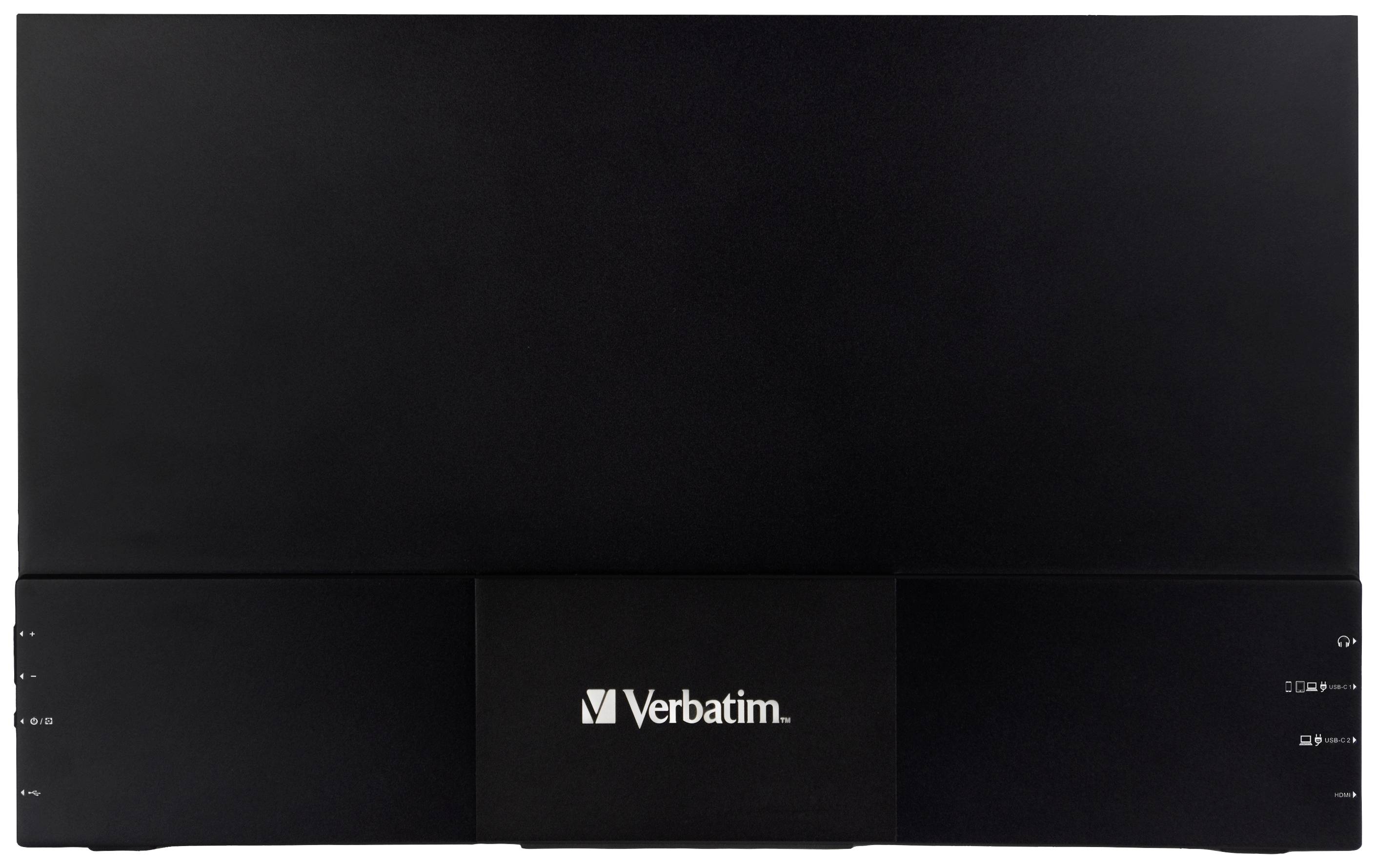 De afbeelding toont een zwarte Verbatim-doos met het Verbatim-logo in het midden.
