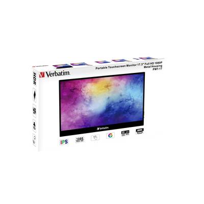Draagbare 17,3-inch touchscreen-monitor van Verbatim, Full HD 1080p, metalen behuizing, IPS-technologie, HDR, PMT-17 model.