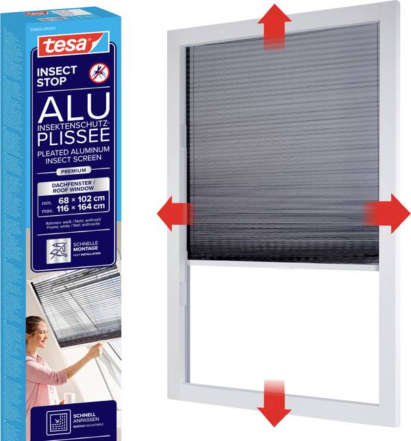 tesa Insect Stop 55804-00000-00 Aluminium insectenhor plissé  (b x h) 1.14 m x 1.60 m Antraciet 1 stuk(s)