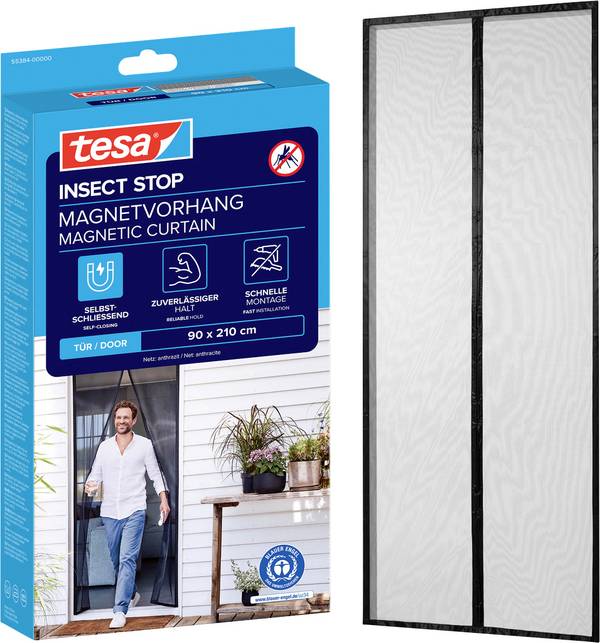tesa Fliegengitter 55384-00000-00 Magneetgordijn   (b x h) 0.90 m x 2.10 m Antraciet 1 stuk(s)
