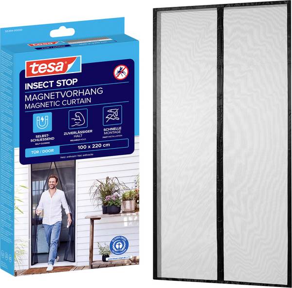tesa Fliegengitter 55394-00000-00 Magneetgordijn   (b x h) 1.00 m x 2.20 m Antraciet 1 stuk(s)