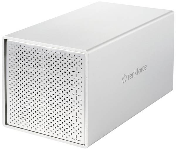 Renkforce RF-5587610 SATA-HDD-behuizing Aantal harde schijf bays: 4 Bay 2.5 inch, 3.5 inch Incl. ventilator (80 mm) Aluminium behuizing USB-A 3.2 Gen 1