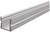 Een zilveren aluminiumprofiel met een U-vormige doorsnede, geschikt voor gebruik in constructies of als rail.