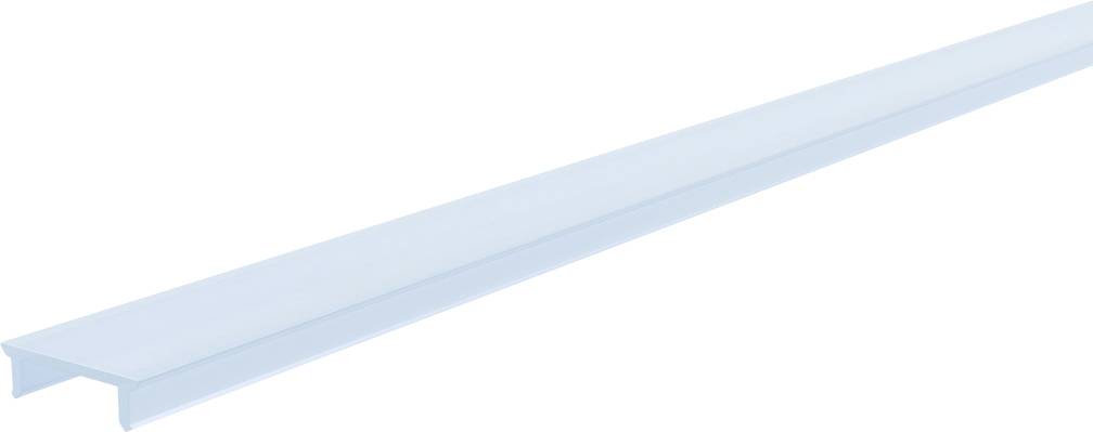 Een lang, rechthoekig, transparant kunststofprofiel dat wordt gebruikt voor het afdekken van LED-strips of vergelijkbare toepassingen.