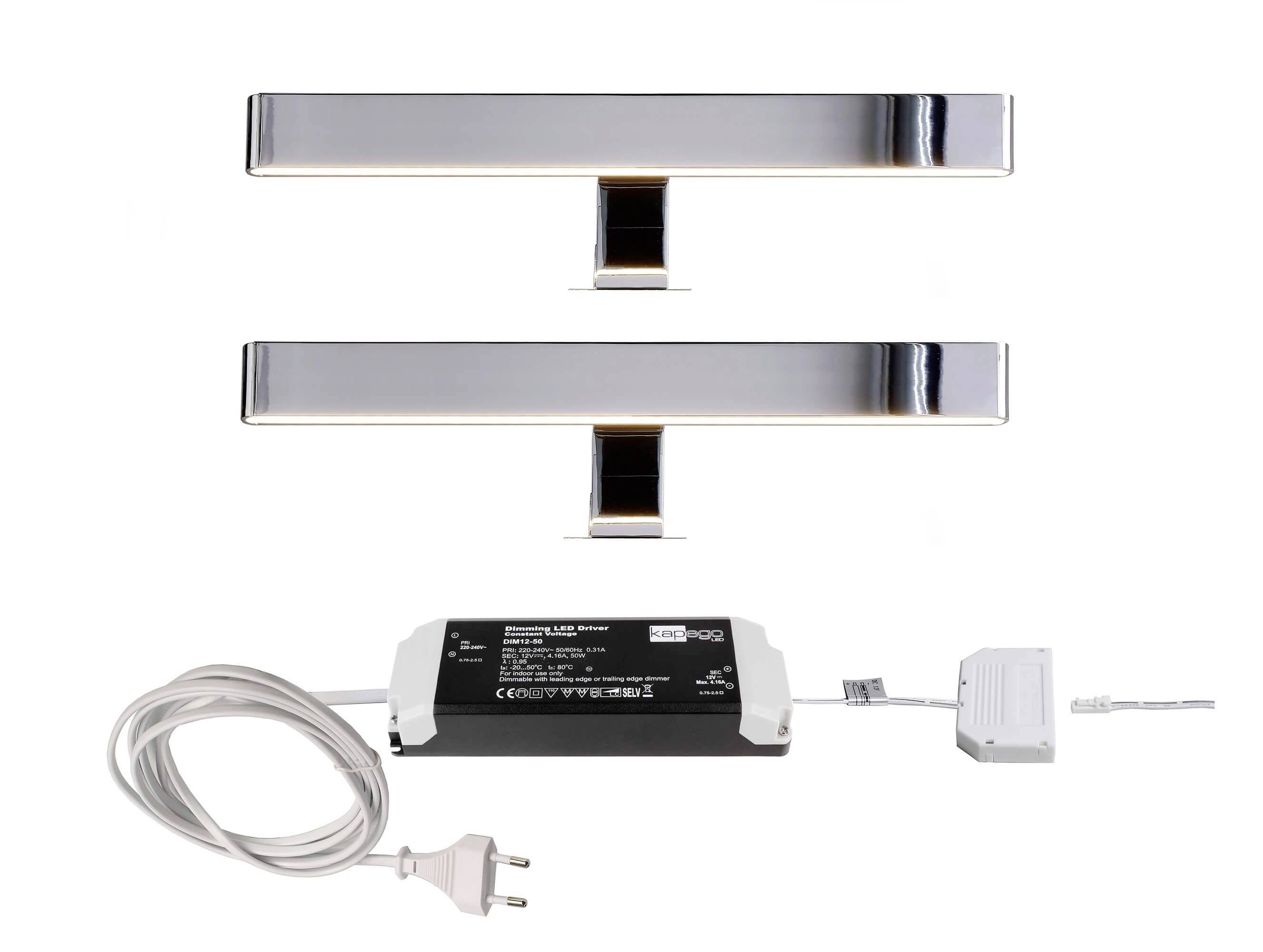 Deko Light Spiegel Line I 2er Bundle Spiegellamp LED vast ingebouwd 8 W Energielabel: G (A - G) Warmwit Zilver