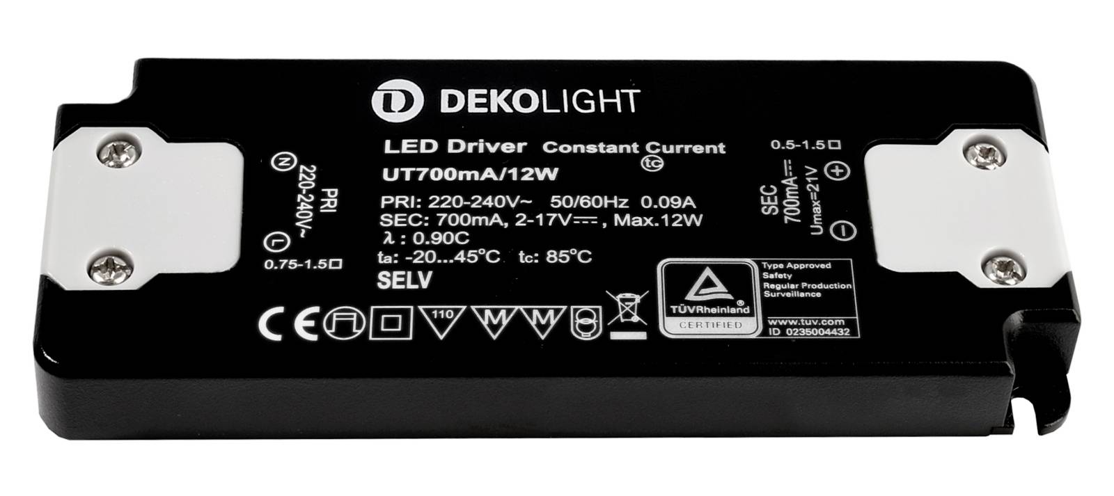 Deko Light FLAT, CC, UT LED-driver Constante stroomsterkte 12 W 0.70 A 2 - 17 V/DC 1 stuk(s)