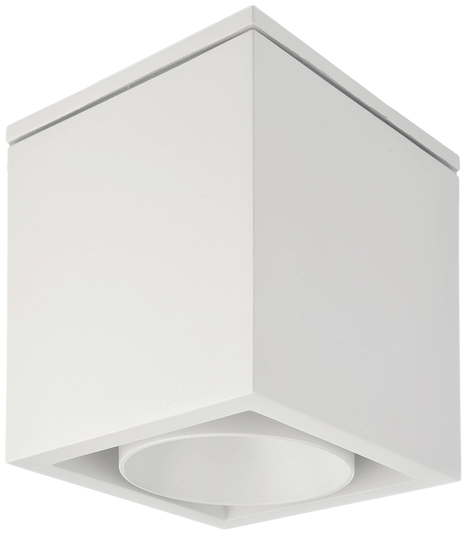 Witte, vierkante plafondlamp met een strak, modern design. Geschikt voor binnenruimtes voor verlichting in minimalistische stijl.