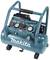 Makita-luchtcompressor met twee drukindicatoren, rode schakelaar en blauwe behuizing. Ontworpen voor gereedschappen met het XGT-systeem.