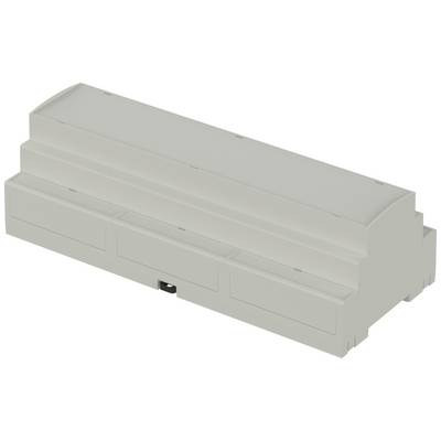 Een grijs, rechthoekig behuizing in industrieel design, mogelijk bedoeld voor elektronische componenten of besturingssystemen.
