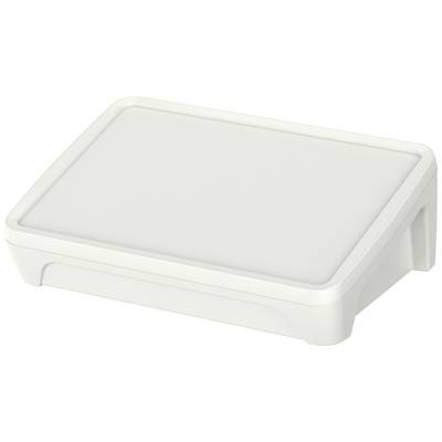 Witte, stapelbare kunststof opbergdoos met afneembaar deksel, ideaal voor het bewaren van kleine voorwerpen.
