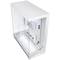 Wit PC-behuizing met transparant zijpaneel en RGB-verlichting, geschikt voor high-end gaming of creatieve toepassingen.