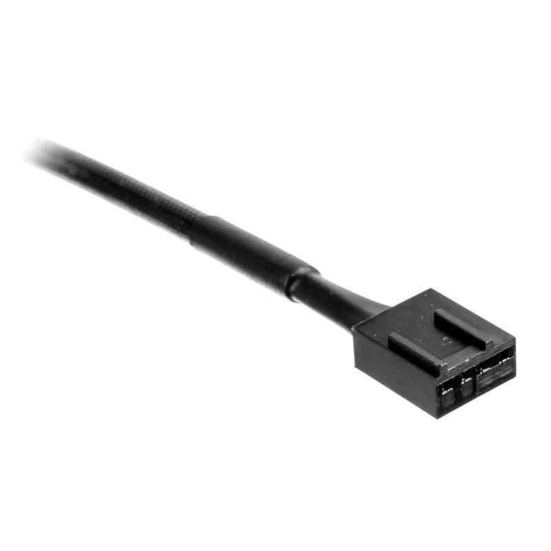 Zwart kabel met een 3-pins stekker.