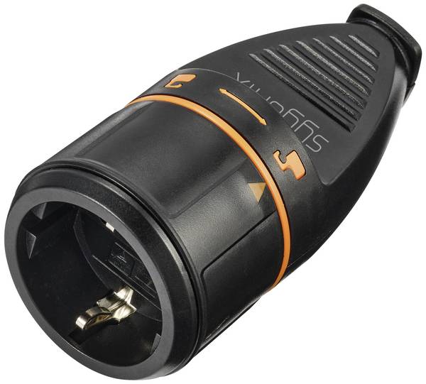 Sygonix SY-5597566 Koppeling met randaarde Kunststof Vergrendelbaar 250 V/AC Zwart, Oranje