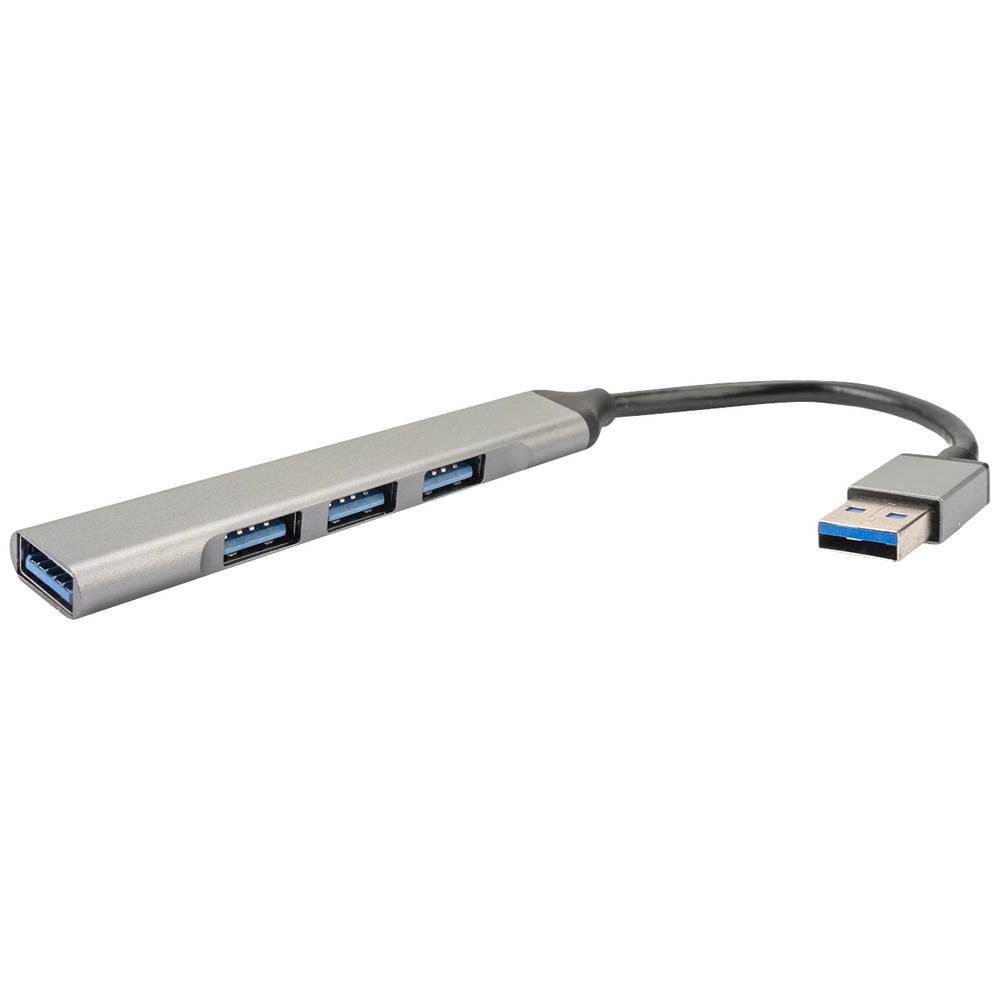 4smarts 4-in-1 Hub USB-A naar 3x USB-A 2.0 en 1x USB-A 3.0 Grijs