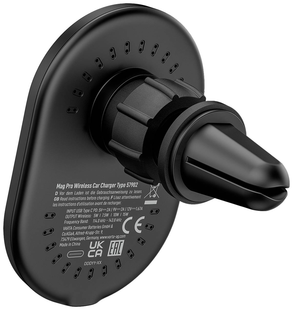 Varta Mag Pro draadloze autolader voor smartphones Aardmagnetisme Auto-3