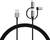 'Zwart VARTA oplaadkabel met USB-aansluiting en 3-in-1-adapter voor Lightning, Micro-USB en USB-C.'