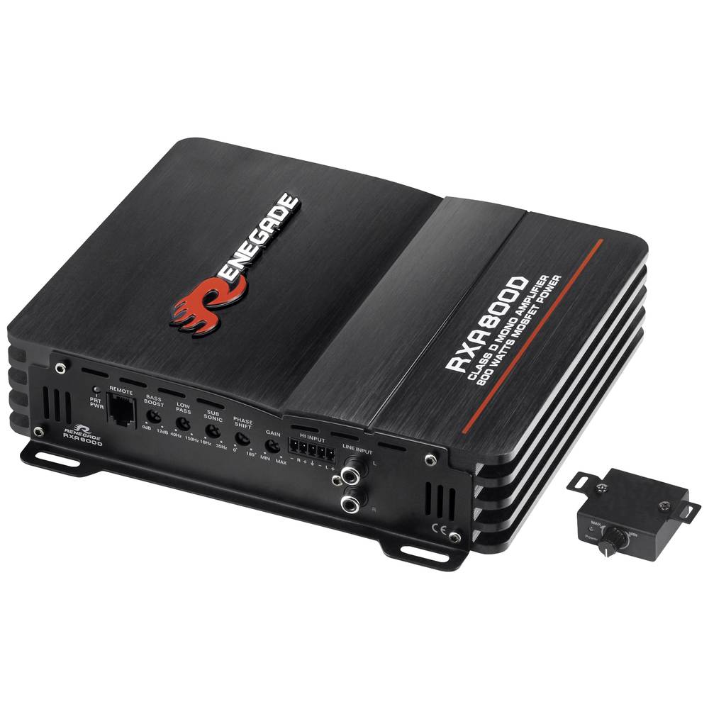 Renegade RXA800 Versterker 1-kanaals 800 W Volume/bass/treble control Geschikt voor (automerken): Universal