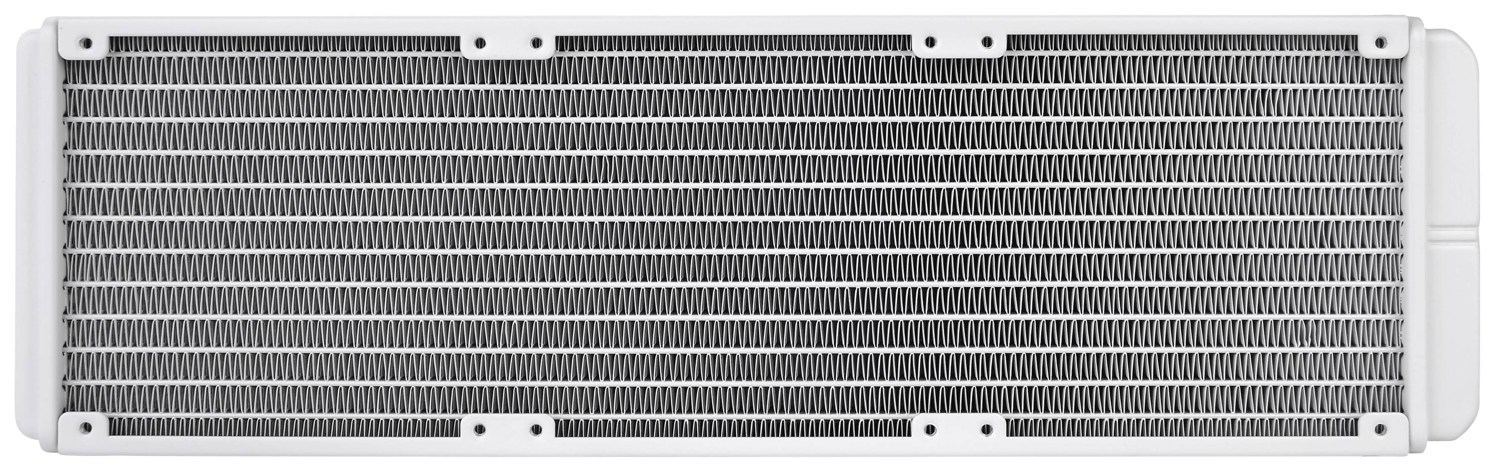 Een rechthoekige computerkoeler in zilver met fijne lamellen voor warmteafvoer, gebruikt voor effectieve temperatuurregeling in de pc.