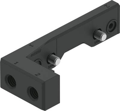 Schuin verbindingselement met schroefdraadgaten en monteerbare schroeven, gebruikt voor stabilisatie in constructiestructuren.