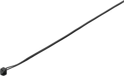 Een zwart kabel met een stekker aan één uiteinde, vermoedelijk voor elektronische verbindingen of elektrische apparaten.